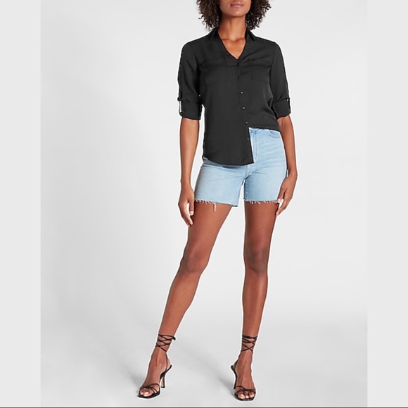 EXPRESS Solid Red Two Pocket Portfolio Shirt
Blouse Button Down Slim Fit Top S - Picture 13 of 16